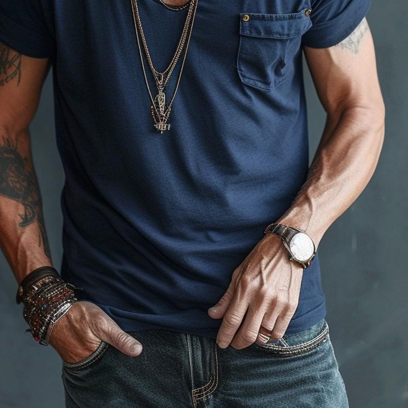 Herren-T-Shirt, Cargo, Design, atmungsaktives Material, lässige Passform-3