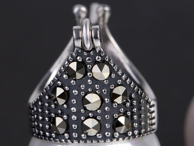 Damen-Ohrringe, Perlenohrringe, aus 926, Sterlingsilber, mit natürlichen Muschelperlen-3