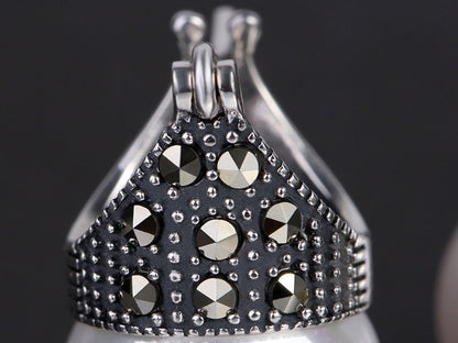 Damen-Ohrringe, Perlenohrringe, aus 926, Sterlingsilber, mit natürlichen Muschelperlen-3