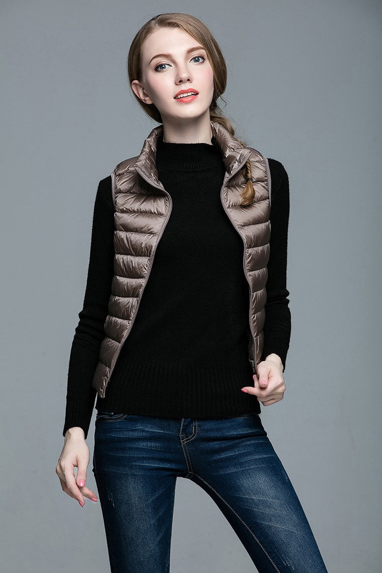 Damen-Daunenweste, ärmellos, leichte Wärme, Polyamid/Nylon-3