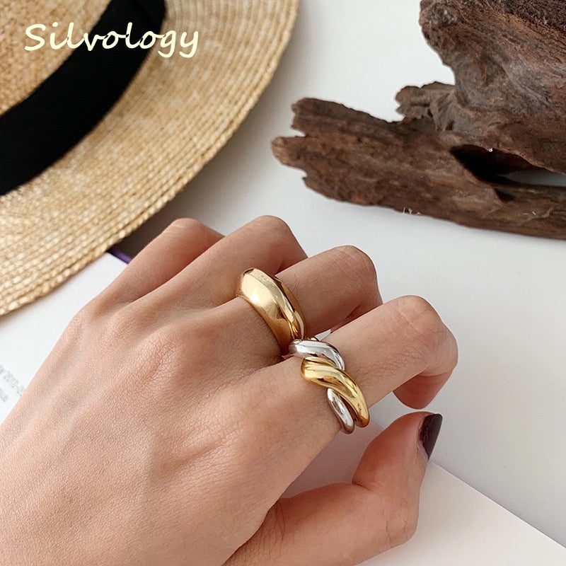 Damen-Ring, Doppel-Loop, 925er Sterlingsilber elegantes Design-6