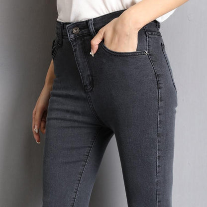 Damen-Jeans High Waist Stretch Klassischer Stil Baumwolle Polyester-6