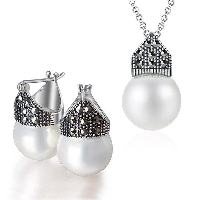 Damen-Ohrringe, Perlenohrringe, aus 926, Sterlingsilber, mit natürlichen Muschelperlen-1