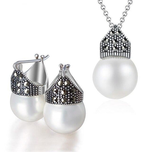 Damen-Ohrringe, Perlenohrringe, aus 926, Sterlingsilber, mit natürlichen Muschelperlen-1