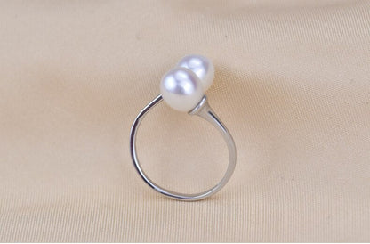 Ring aus 925em Sterlingsilber mit Süßwasserperlen, Wassertropfenform-3