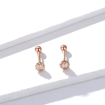 Damen-Ohrringe, modern, 925er Sterlingsilber, Roségold-3