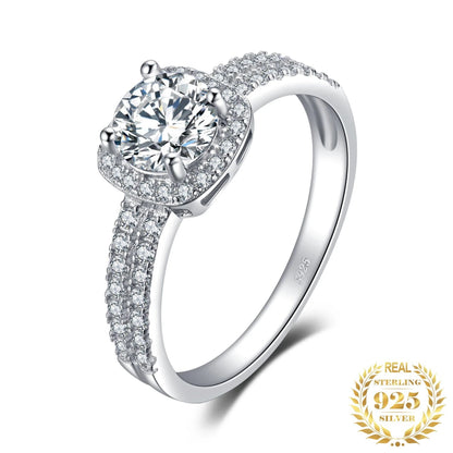 Ring aus 925em Sterlingsilber, geometrisches Design mit Zirkonia-Detail-2