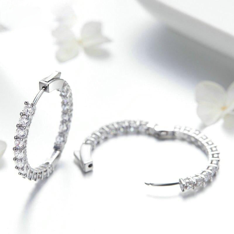 Damen-runde Ohrringe aus Silber mit Zirkonia-5