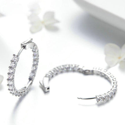 Damen-runde Ohrringe aus Silber mit Zirkonia-5