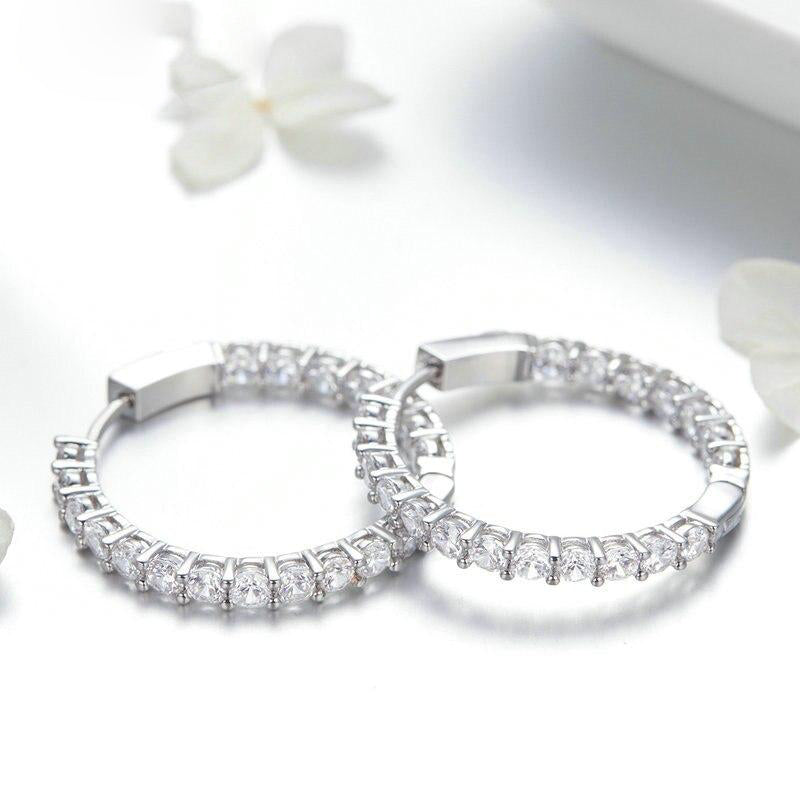 Damen-runde Ohrringe aus Silber mit Zirkonia-4