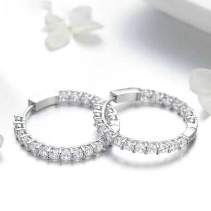 Damen-runde Ohrringe aus Silber mit Zirkonia-4