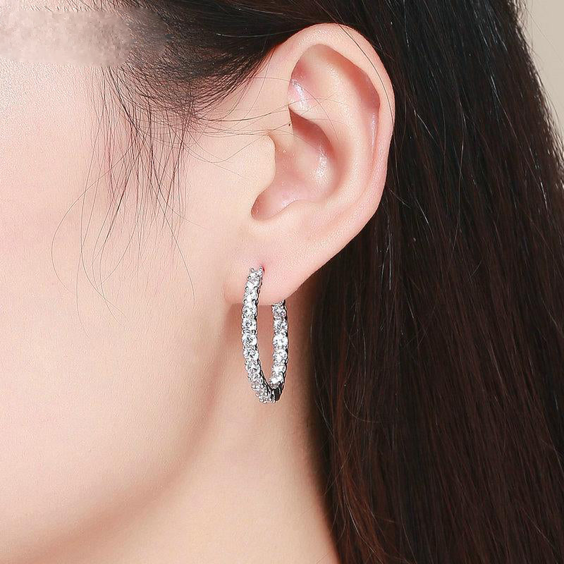 Damen-runde Ohrringe aus Silber mit Zirkonia-3