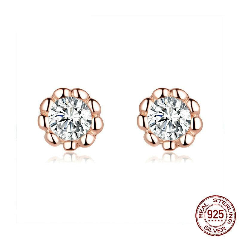 Damen-Ohrringe, modern, 925er Sterlingsilber, Roségold-2