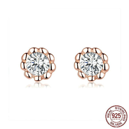 Damen-Ohrringe, modern, 925er Sterlingsilber, Roségold-2