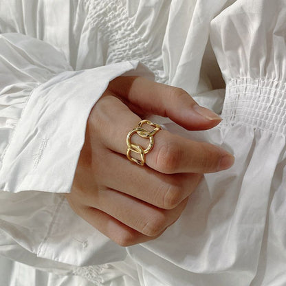 Damen-Ring, minimalistisch geometrisch 18K goldplattiert, aus 925er Sterlingsilber-2