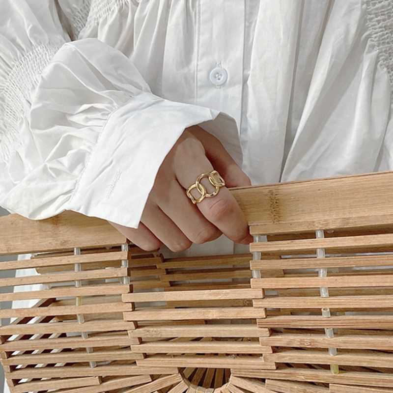 Damen-Ring, minimalistisch geometrisch 18K goldplattiert, aus 925er Sterlingsilber-3