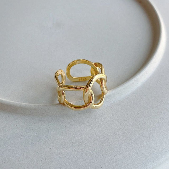 Damen-Ring, minimalistisch geometrisch 18K goldplattiert, aus 925er Sterlingsilber-1