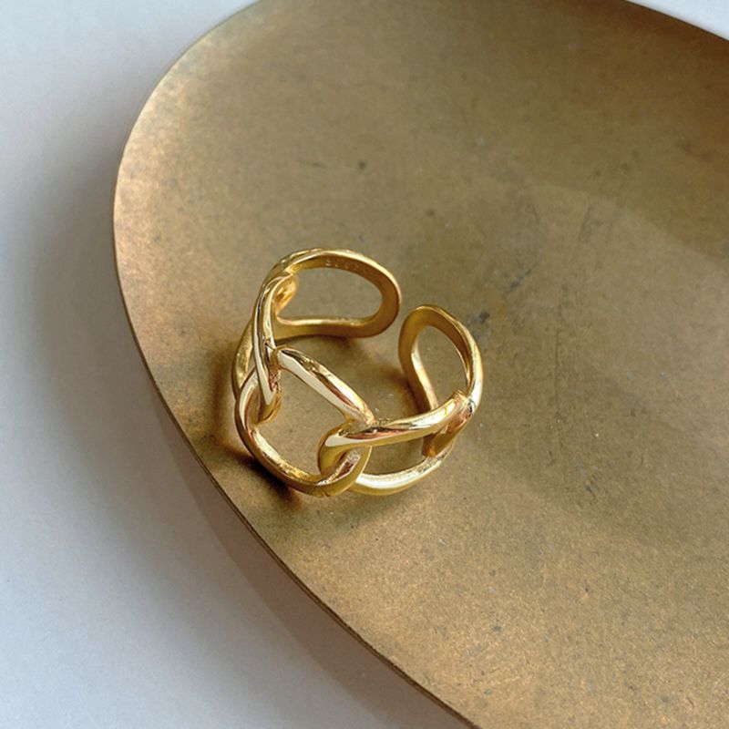 Damen-Ring, minimalistisch geometrisch 18K goldplattiert, aus 925er Sterlingsilber-4