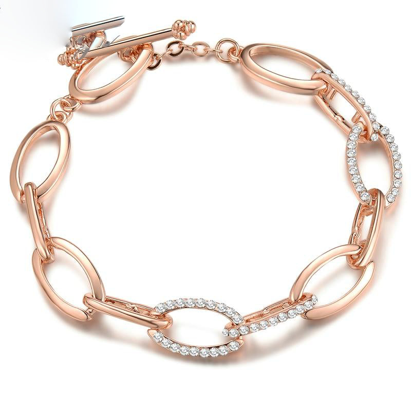 Damen-Armband, Kettenarmband in Roségold mit Kristallen 2