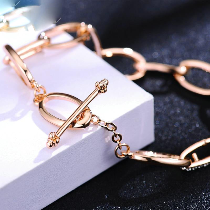 Damen-Armband, Kettenarmband in Roségold mit Kristallen 3