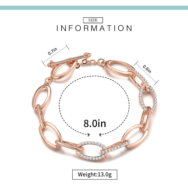 Damen-Armband, Kettenarmband in Roségold mit Kristallen 5