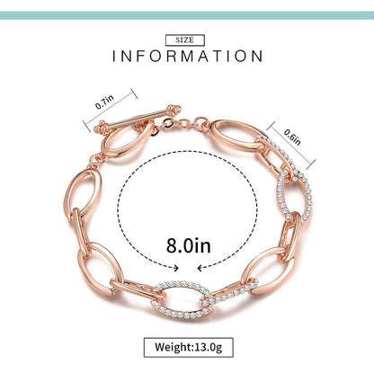 Damen-Armband, Kettenarmband in Roségold mit Kristallen 5