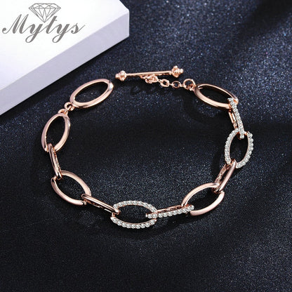 Damen-Armband, Kettenarmband in Roségold mit Kristallen 6