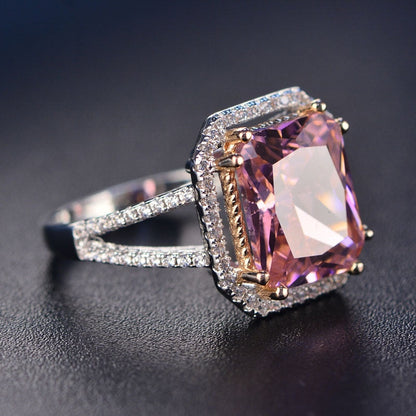 Damenring mit quadratischem Design aus 925er Sterlingsilber mit Diamanten-2