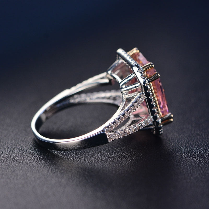 Damenring im quadratischen Design aus 925er Sterlingsilber mit Diamanten-3