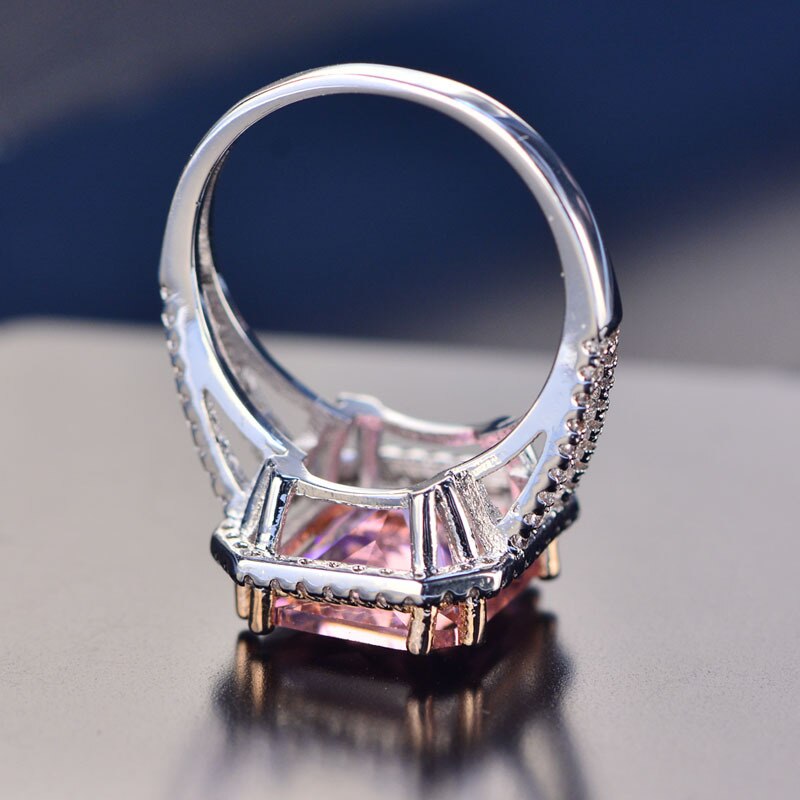 Damenring mit quadratischem Design aus 925er Sterlingsilber mit Diamanten-6