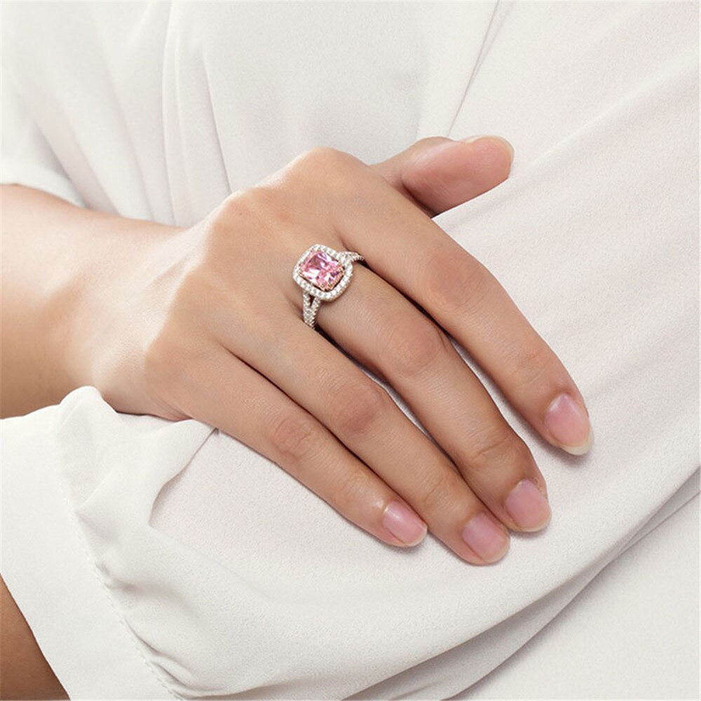 Damenring im quadratischen Design aus 925er Sterlingsilber mit Diamanten-5