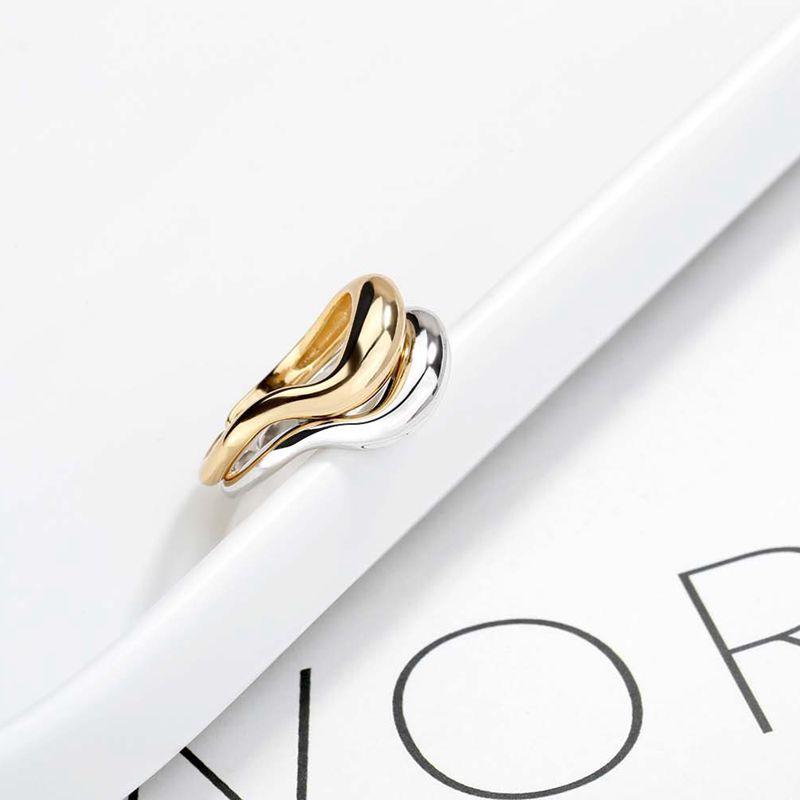 Damen-Ring, Doppel-Loop, 925er Sterlingsilber elegantes Design-1