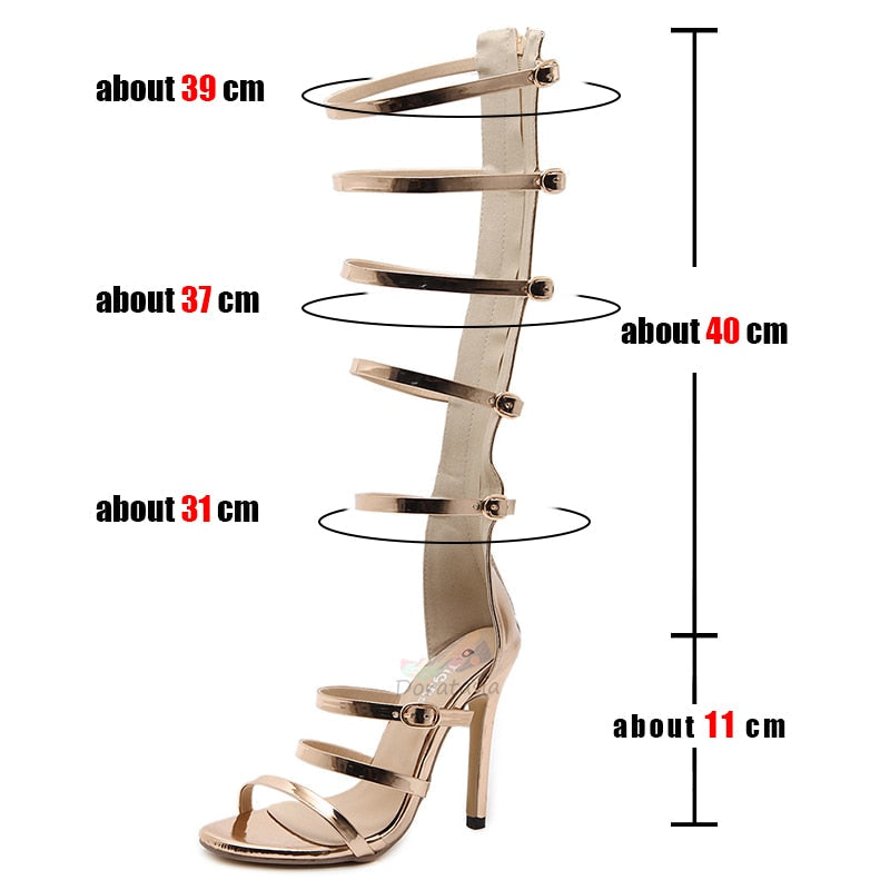 Damen-Gladiator-Sandalen, hoher Absatz, PU, Gummi-3