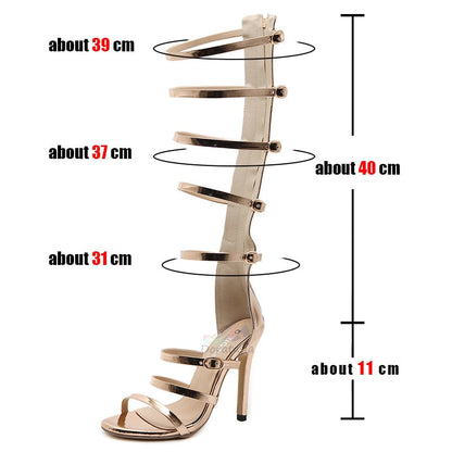 Damen-Gladiator-Sandalen, hoher Absatz, PU, Gummi-3