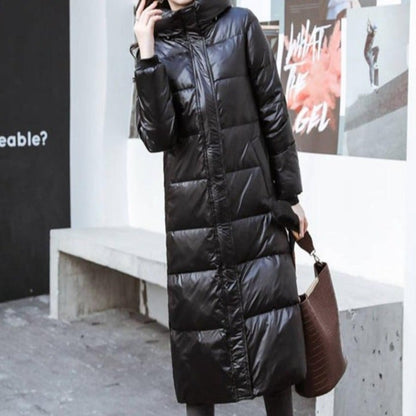 Langer Wintermantel Damen Tailliert Baumwolle Polyester-3