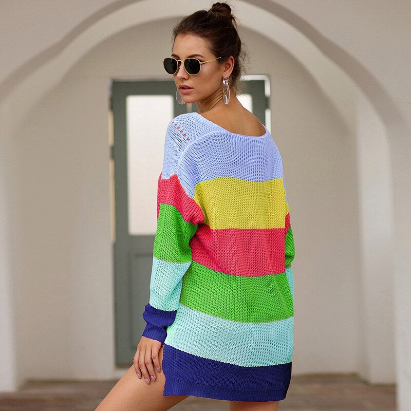 Damenpullover langärmlig Regenbogendesign Baumwolle und Polyester-2
