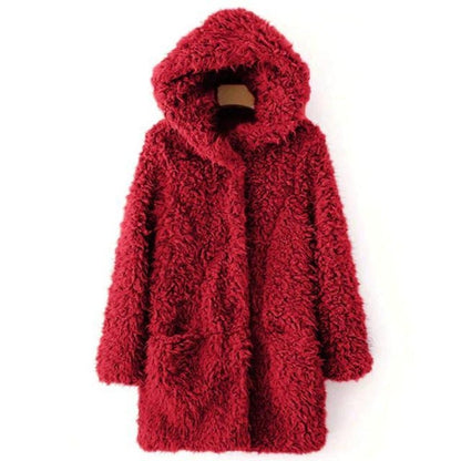 Variant image for Damen Wintermantel Teddy Fleece mit Kapuze Elegante Taille-7