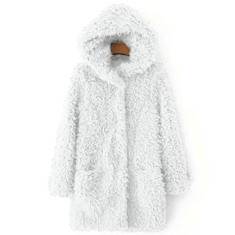 Variant image for Damen Wintermantel Teddy Fleece mit Kapuze Elegante Taille-25