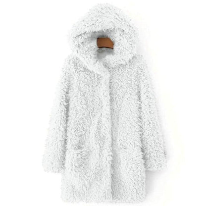 Variant image for Damen Wintermantel Teddy Fleece mit Kapuze Elegante Taille-25