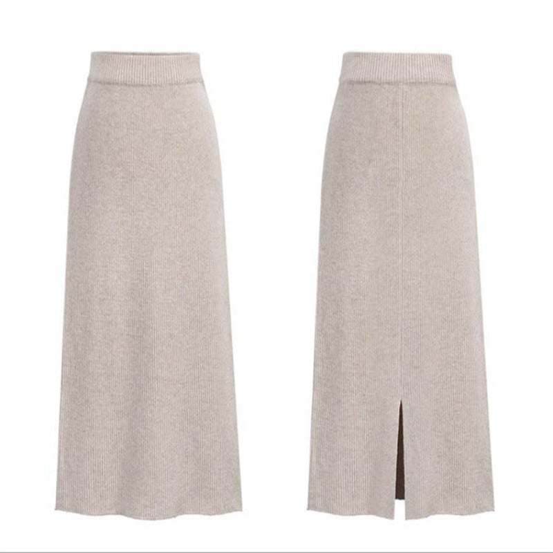 Damen-Midi-Rock, taillierte gerippte Baumwolle, Polyester-2
