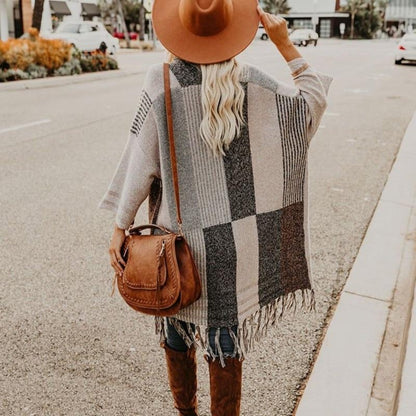 Damen-Poncho-Stil-Cardigan, lässig, Baumwolle-4