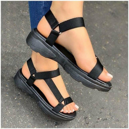 Damen-Sandalen, bequemes Gummi, Knöchelriemen, bunt 10