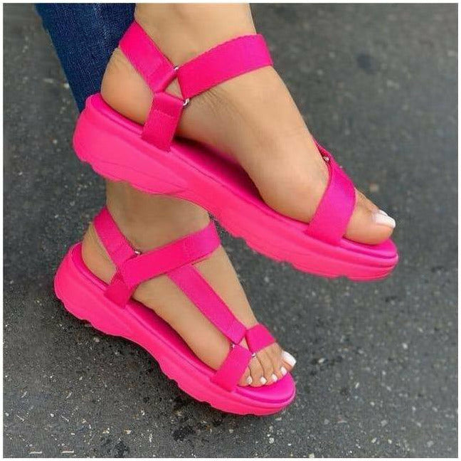 Damen-Sandalen, bequemes Gummi, Knöchelriemen, bunt 6