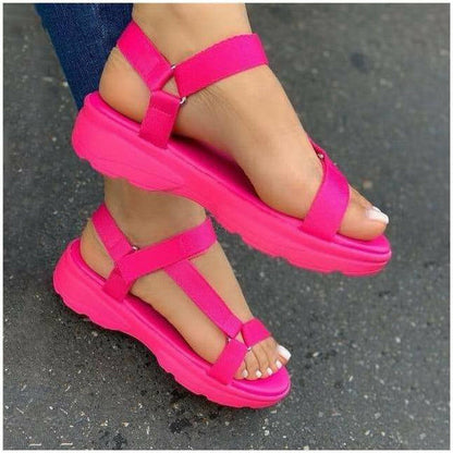 Damen-Sandalen, bequemes Gummi, Knöchelriemen, bunt 6