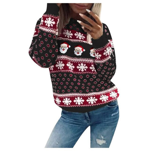 Damen-Strickpullover, mit Weihnachtsmann-Motiv aus weicher Qualität-1