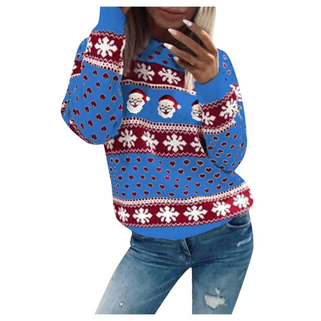 Damen-Strickpullover, mit Weihnachtsmann-Motiv aus weicher Qualität-5