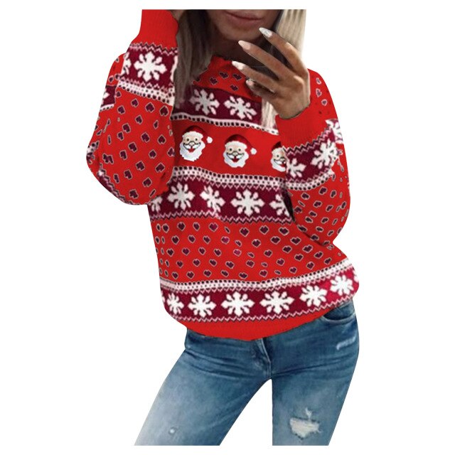 Damen-Strickpullover, mit Weihnachtsmann-Motiv aus weicher Qualität-4
