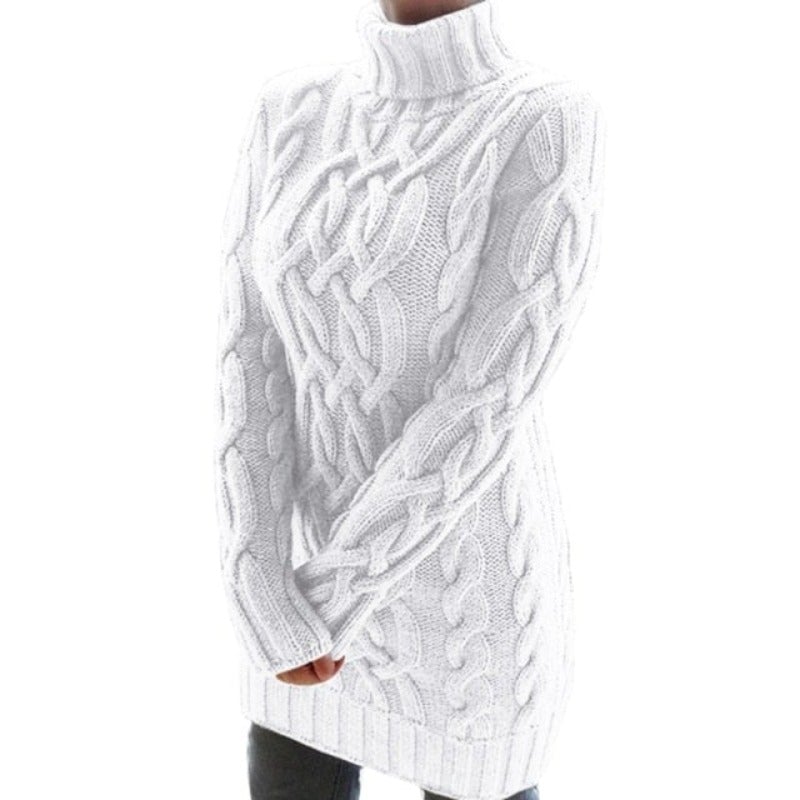 Damen-Strickpullover, hoher Kragen aus Baumwolle und Polyester-5
