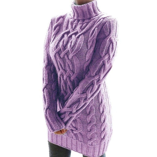 Damen-Strickpullover, hoher Kragen aus Baumwolle und Polyester-1