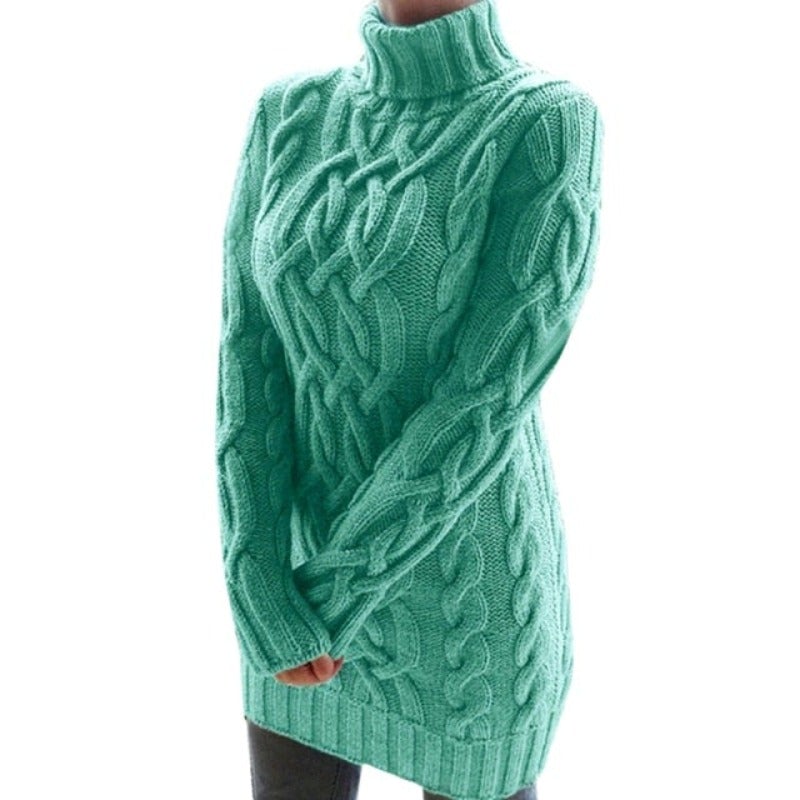 Damen-Strickpullover, hoher Kragen aus Baumwolle und Polyester-4